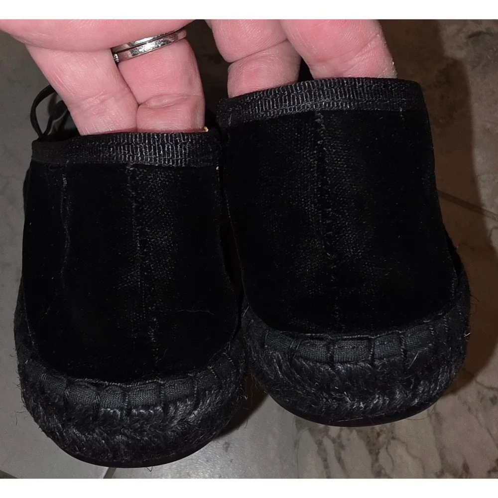 Penelope‎ Chilvers Black Velvet Espadrille Ballet Flats Criss Cross Straps Sz 10